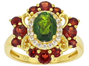 Green Chrome Diopside 18k Yellow Gold Over Silver Ring 2.73ctw