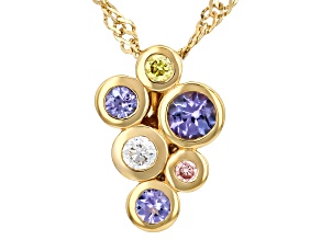 Tanzanite 18k Yellow Gold Silver Pendant With Chain 0.40ctw