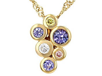Picture of Tanzanite 18k Yellow Gold Silver Pendant With Chain 0.40ctw