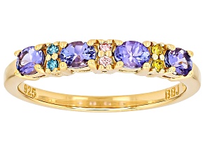 Tanzanite 18k Yellow Gold Sterling Silver Ring 0.64ctw