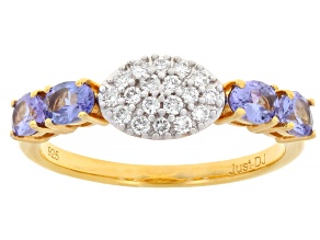 Tanzanite 18k Yellow Gold Over Silver Band Ring 0.72ctw