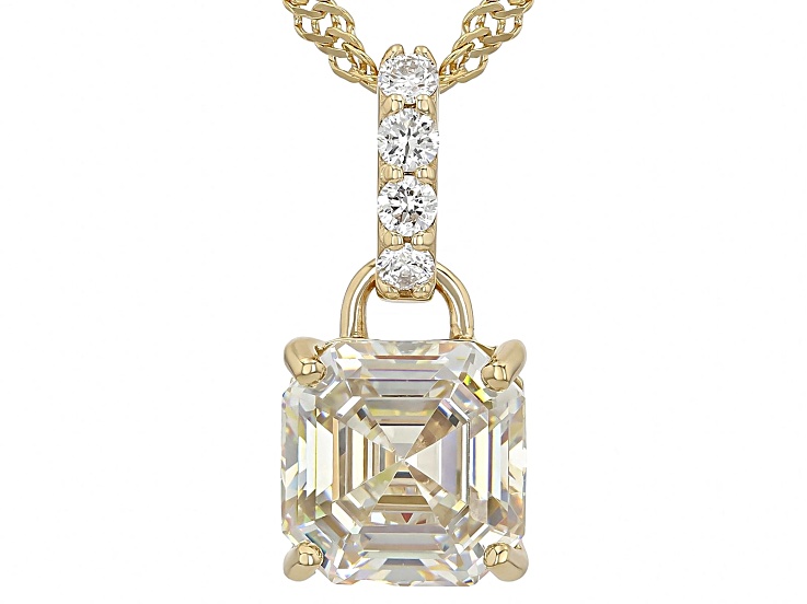 Strontium Titanate with Prazana® Lab Grown Diamonds 18k Gold Over Silver Pendant Chain 3.40ctw