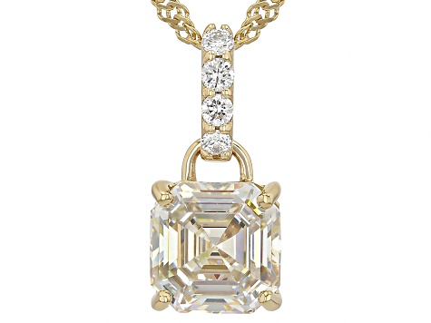 Strontium Titanate with Prazana® Lab Grown Diamonds 18k Gold Over Silver Pendant Chain 3.40ctw