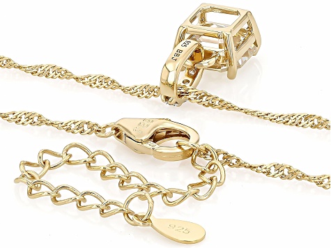 Strontium Titanate with Prazana® Lab Grown Diamonds 18k Gold Over Silver Pendant Chain 3.40ctw