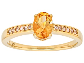 Yellow Citrine 18k Yellow Gold Over Sterling Silver Ring 0.75ctw