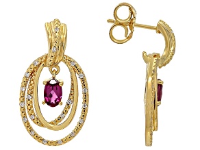 Rhodolite 18k Yellow Gold Over Sterling Silver Earrings 3.50ctw