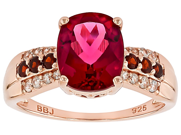 Lab Created Bixbite 18k Rose Gold Over Sterling Silver Ring 2.89ctw