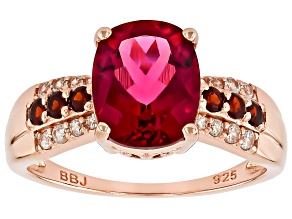 Lab Created Bixbite 18k Rose Gold Over Sterling Silver Ring 2.89ctw