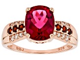 Lab Created Bixbite 18k Rose Gold Over Sterling Silver Ring 2.89ctw