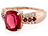 Lab Created Bixbite 18k Rose Gold Over Sterling Silver Ring 2.89ctw