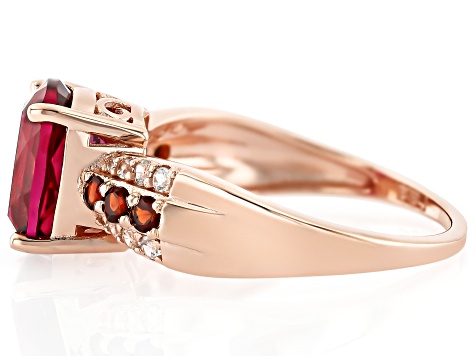 Lab Created Bixbite 18k Rose Gold Over Sterling Silver Ring 2.89ctw