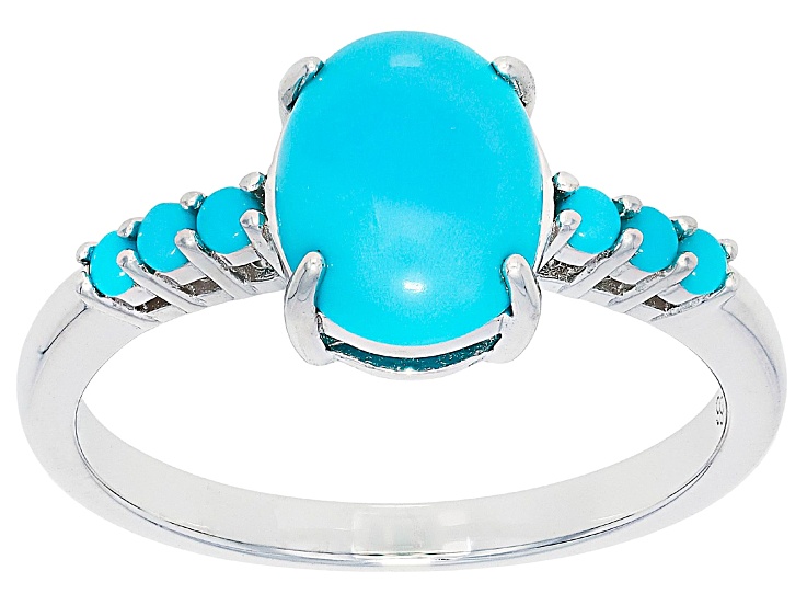 Sleeping Beauty Turquoise Rhodium Over Sterling Silver Ring - WPD557B | JTV