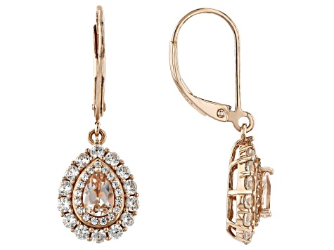 Peach Morganite 18k Rose Gold Over Sterling Silver Earrings 2.02ctw