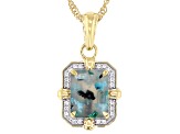 Aquadite® Chalcedony, Zircon 18k Yellow Gold Over Sterling Silver Pendant With Chain 2.81ctw