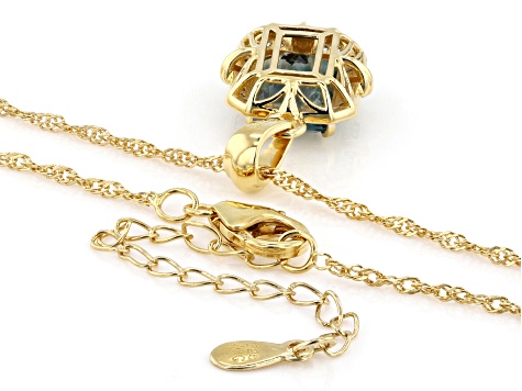 Aquadite® Chalcedony, Zircon 18k Yellow Gold Over Sterling Silver Pendant With Chain 2.81ctw