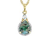 Aquadite® Chalcedony, Aquamarine, Zircon 18k Gold Over Sterling Silver Pendant With Chain 1.99ctw