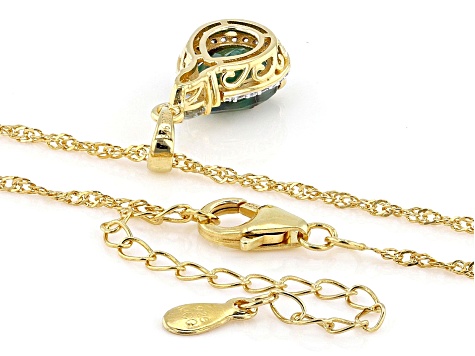 Aquadite® Chalcedony, Aquamarine, Zircon 18k Gold Over Sterling Silver Pendant With Chain 1.99ctw