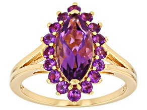 Canela Amethyst With African Amethyst 18k Yellow Gold Over Sterling Silver Ring 1.82ctw