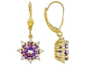 Canela Amethyst With White Zircon 18k Yellow Gold Over Sterling Silver Earrings 3.89ctw