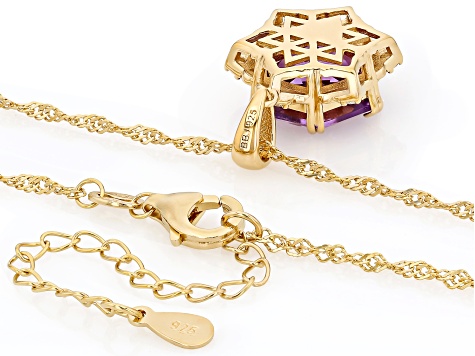 Canela Amethyst With White Zircon 18k Yellow Gold Over Sterling Silver Pendant With Chain 4.06ctw