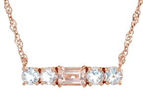 Peach Morganite With Aquamarine 18k Rose Gold Over Sterling Silver Necklace 1.16ctw