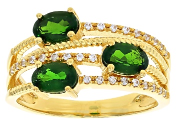 Picture of Chrome Diopside With White Lab Sapphire 18k Yellow Gold Over Sterling Silver Ring 1.39ctw