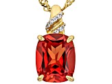 Lab Sunset Sapphire 18k Yellow Gold Over Sterling Silver Pendant with Chain 3.52ctw
