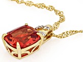 Lab Sunset Sapphire 18k Yellow Gold Over Sterling Silver Pendant with Chain 3.52ctw