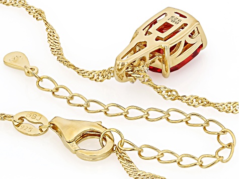 Lab Sunset Sapphire 18k Yellow Gold Over Sterling Silver Pendant with Chain 3.52ctw