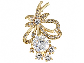 Strontium Titanate With White Lab Sapphire 18k Yellow Gold Over Sterling Silver Brooch 2.49ctw