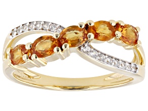 Yellow Sapphire With White Zircon 18k Yellow Gold Over Sterling Silver Ring 1.01ctw