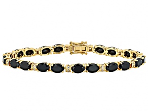 Black Spinel With White Zircon 18k Yellow Gold Over Sterling Silver Bracelet 4.41ctw