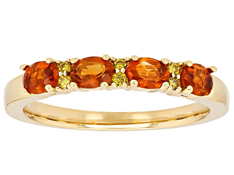 Madeira Citrine With Yellow Prazana® Lab-Grown Diamonds 18k Yellow Gold Over Silver Ring 0.60ctw