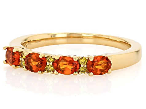 Madeira Citrine With Yellow Prazana® Lab-Grown Diamonds 18k Yellow Gold Over Silver Ring 0.60ctw