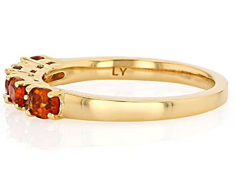 Madeira Citrine With Yellow Prazana® Lab-Grown Diamonds 18k Yellow Gold Over Silver Ring 0.60ctw