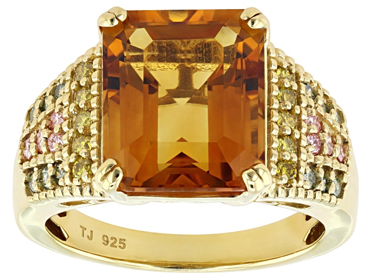 Madeira Citrine 18k Yellow Gold Over Silver Ring 5.39ctw