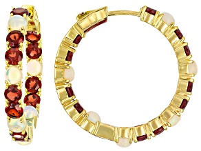 Misty's Holiday Collection Ethiopian Opal, Garnet 18k Gold Over Sterling Silver Earrings 7.92ctw
