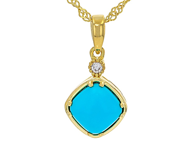 Sleeping Beauty Turquoise, Prazana® Lab-Grown Diamonds 18k Gold