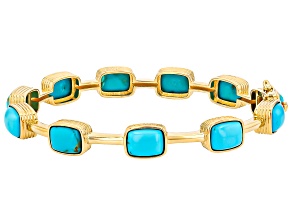 Kingman Turquoise 18k Yellow Gold Over Sterling Silver Bracelet