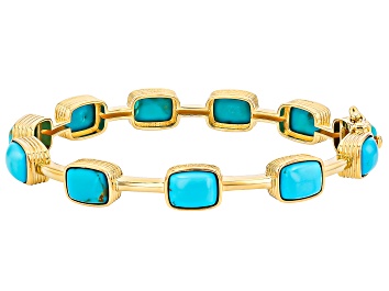 Picture of Kingman Turquoise 18k Yellow Gold Over Sterling Silver Bracelet