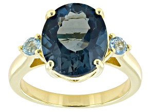 London Blue Topaz With Swiss Blue Topaz 18k Yellow Gold Over Sterling Silver Ring 5.83ctw