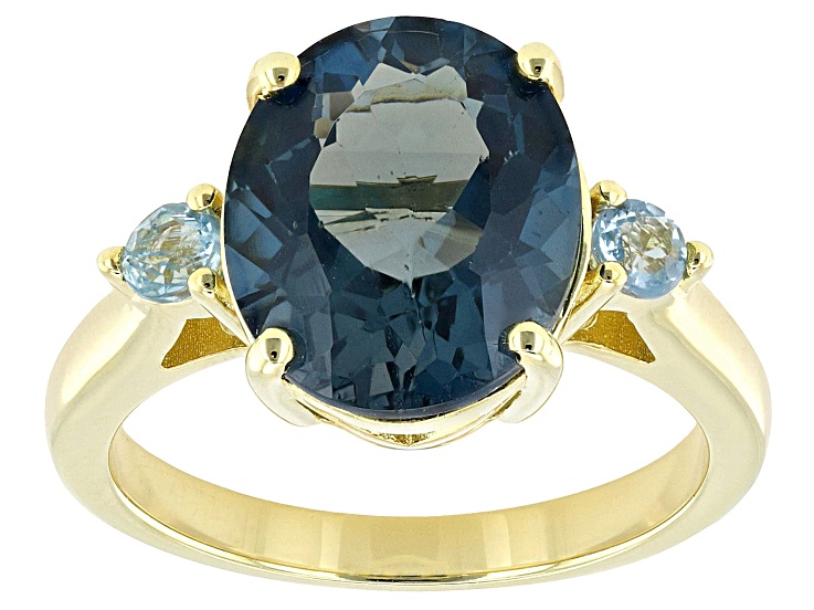 London Blue Topaz With Swiss Blue Topaz 18k Yellow Gold Over Sterling Silver Ring 5.83ctw