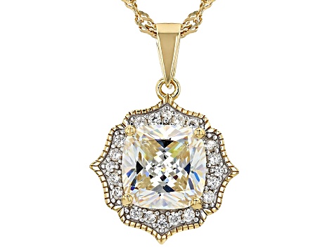 Strontium Titanate With White Zircon 18k Yellow Gold Over Sterling Silver Pendant With Chain 3.18ctw