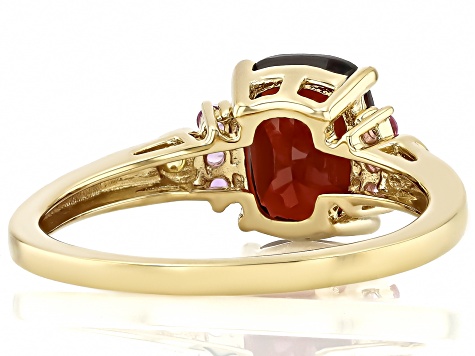 Garnet With Pink Lab Created & Yellow Lab Created Sapphire 18k Yellow Gold Over Silver Ring 2.38ctw