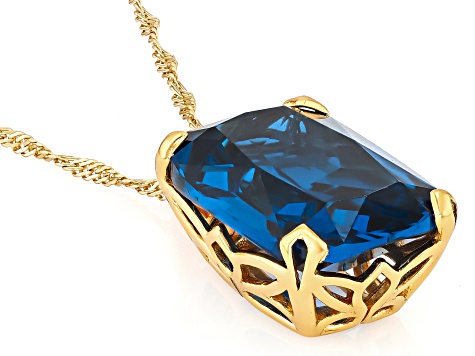 Blue Lab Created Spinel & Lab-Grown Diamond D-F VS2-SI 18k Gold