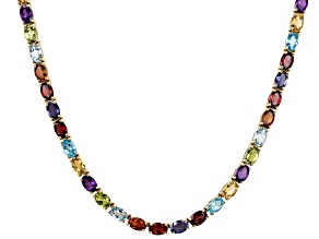 Multi-Gemstone 18k Yellow Gold Over Sterling Silver Necklace 29.65ctw