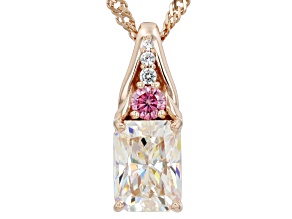 Strontium Titanate, Pink Moissanite & White Zircon 18k Rose Gold Over Silver Pendant/Chain 2.25ctw