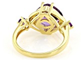 Canela Amethyst With African Amethyst & White Zircon 18k Gold Over Sterling Silver Ring 3.88ctw