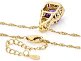 Canela Amethyst With White Zircon 18k Yellow Gold Over Sterling Silver Pendant With Chain 3.15ctw