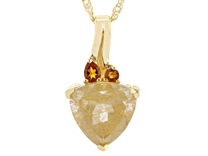 Golden Rutilated Quartz 18k Yellow Gold Over Sterling Silver Pendant with Chain 5.29ctw